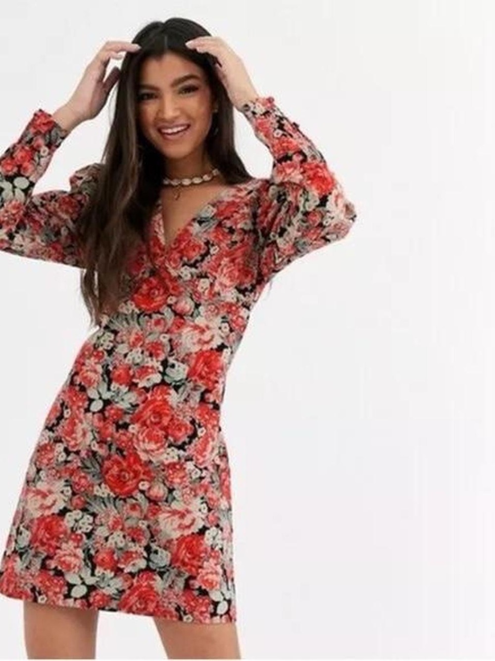 Free People Kapowski Feminine Boho Corduroy Rose Garden Floral Mini Dress Size 0